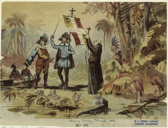 An illustration of the early Spanish colonisation in the Las Americas from 1866 courtesy of The New York Public Library