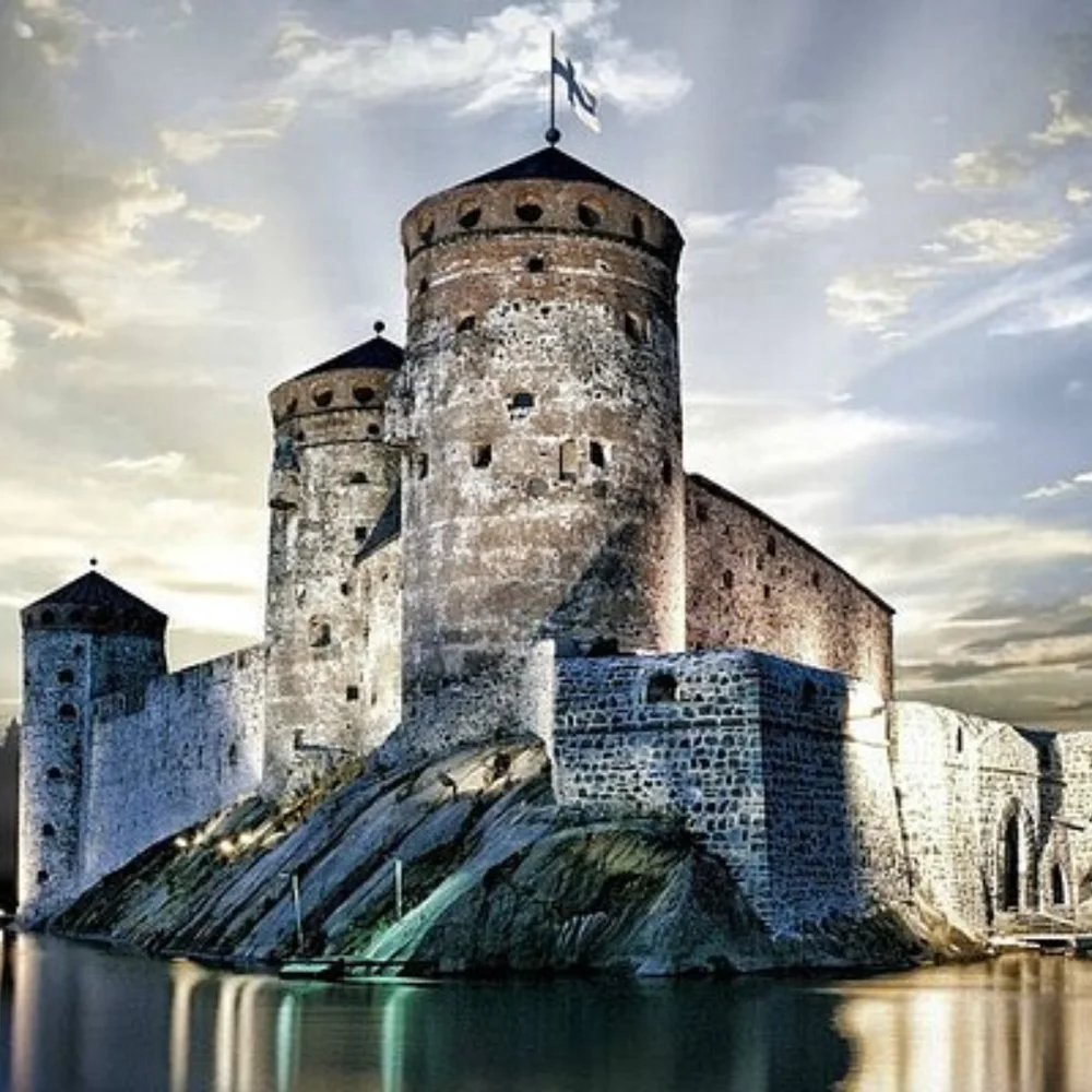 Rider exploring Turku Castle grounds