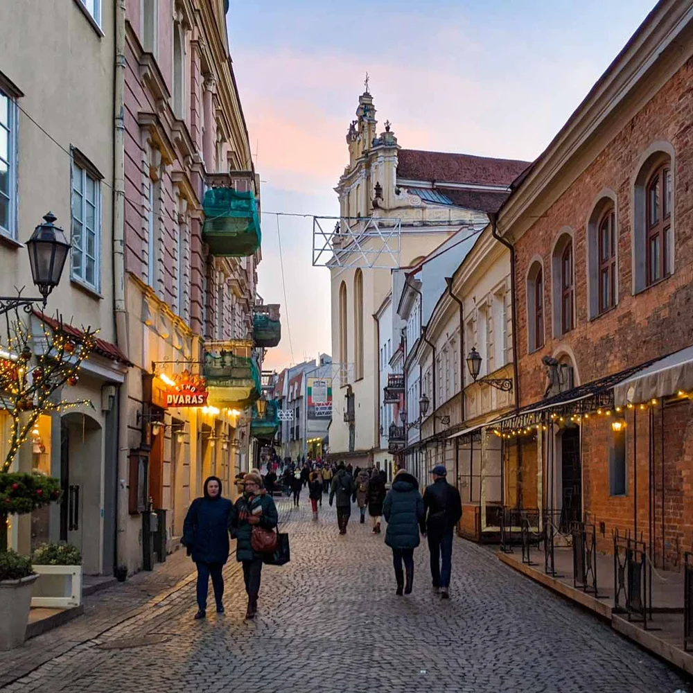 Vilnius Rider navigating Vilnius Old Town streets