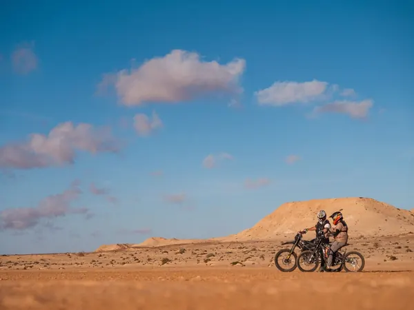 Motorcycles in the desert near Dakhla, Western Sahara