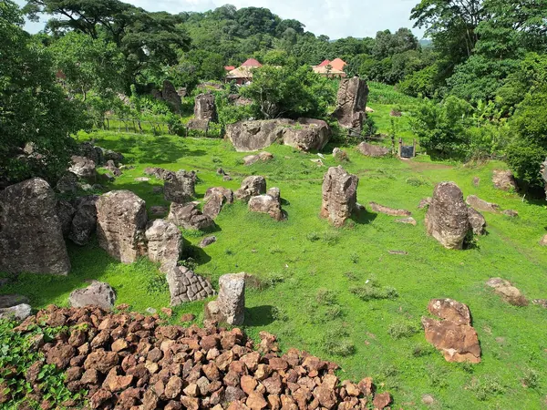 Highland village among rocks and green pastures, Labé region