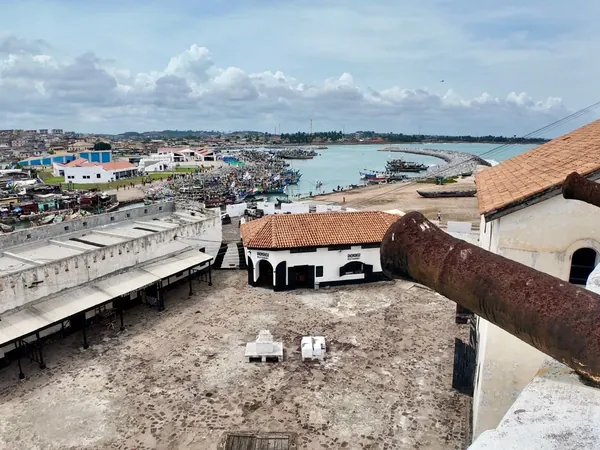 Cape Coast town and harbour from the castle ramparts