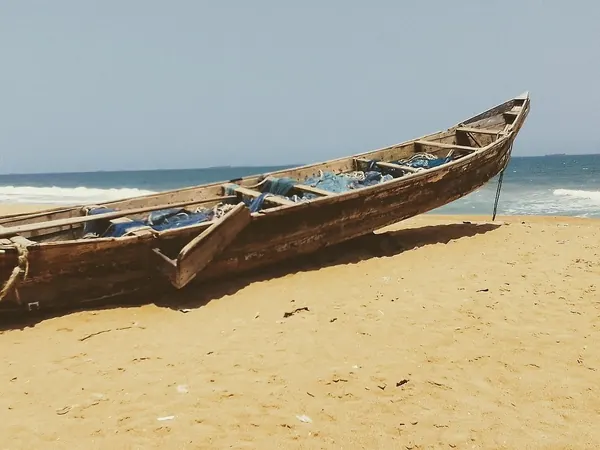 Fishing canoe on the Togolese beach near Lomé
