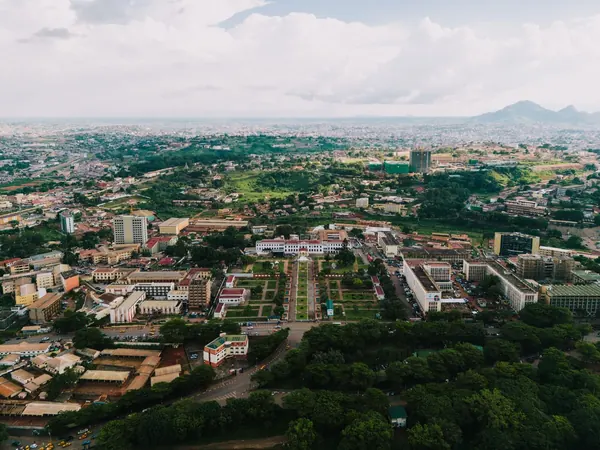 Central Yaoundé, government quarter from the air