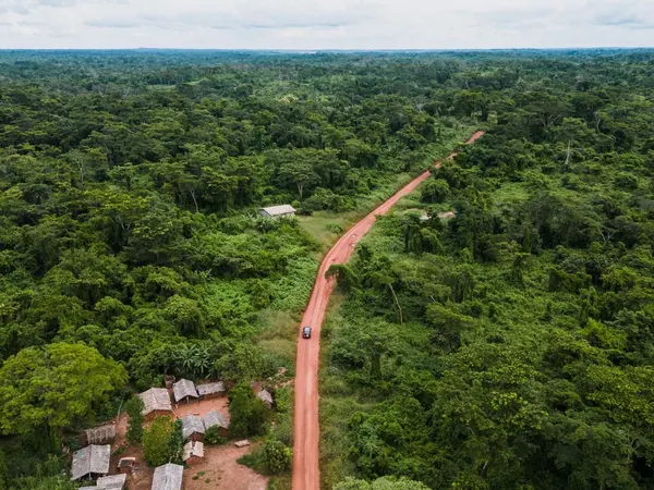 Laterite road through Cameroon's equatorial forest, on the way south to Gabon