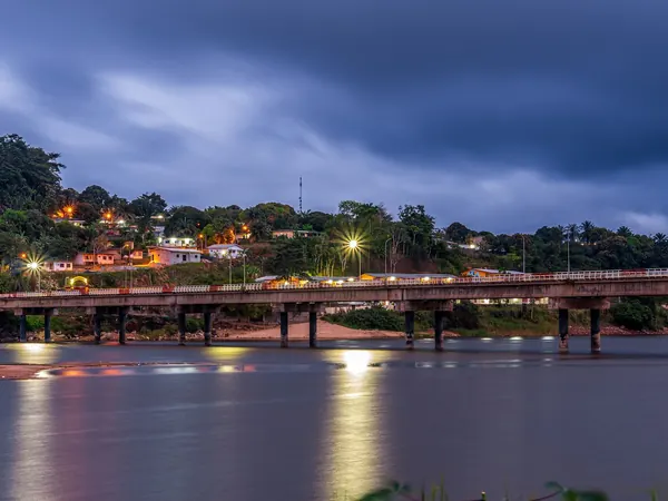 Ogooué River bridge at dusk (Lambaréné, Gabon)