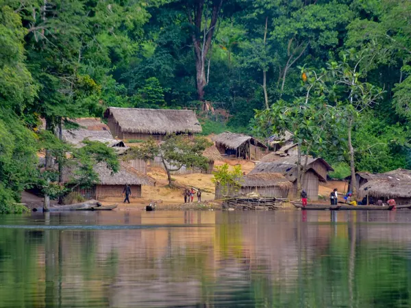 Riverside village in the DR Congo forest