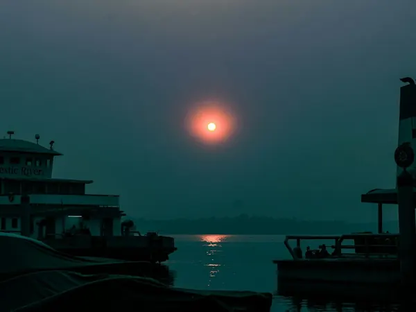 Congo River ferries at sunset (Kinshasa)