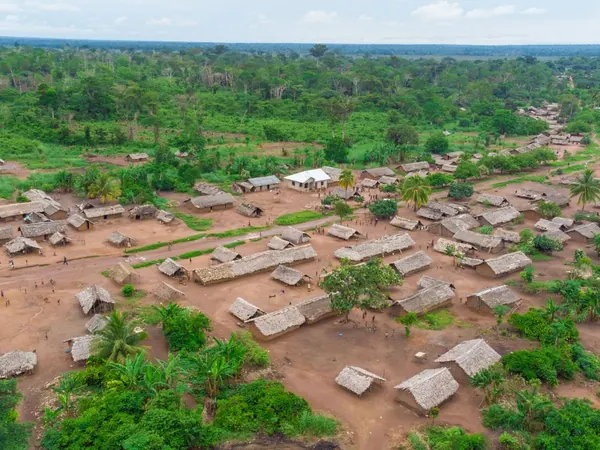 Rural village in the DR Congo countryside from the air