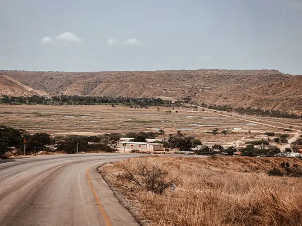 Road through the arid coastal hills of western Angola