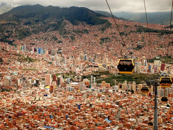La Paz cable cars (Mi Teleférico) over the city