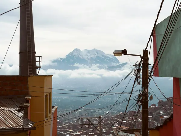 Illimani seen from a La Paz street
