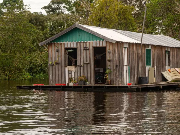 Floating house on the Amazon, near Manaus