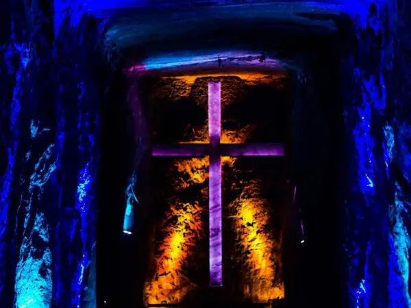 Zipaquirรก Salt Cathedral, illuminated cross