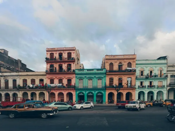 Havana, colonial facades and classic cars on Paseo del Prado