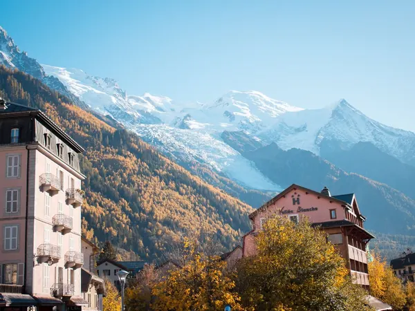 Chamonix town below the Mont Blanc glaciers