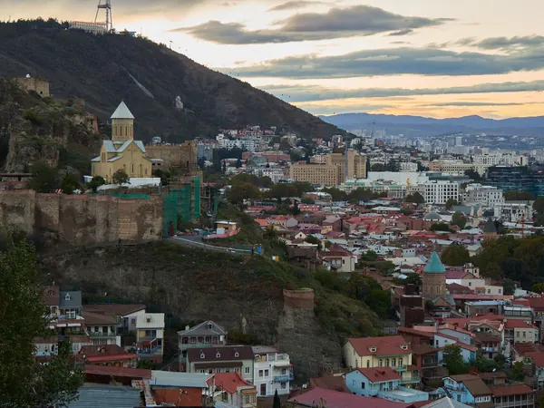 Tbilisi, Narikala Fortress and the Old Town at sunset