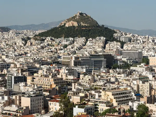 Athens, city and Lycabettus Hill seen from the Acropolis