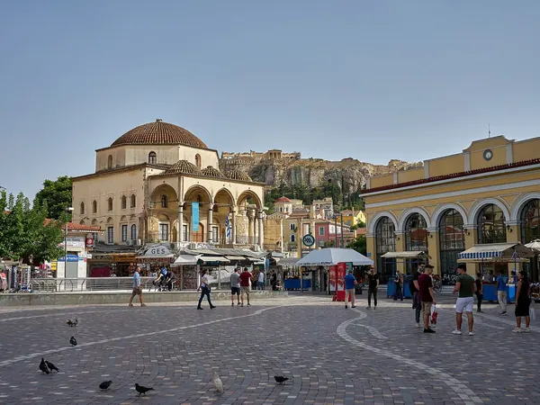 Athens, Monastiraki Square with the Acropolis