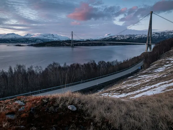 Hรฅlogaland Bridge on the E6 into Narvik