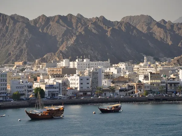 Muscat, Muttrah waterfront with dhows