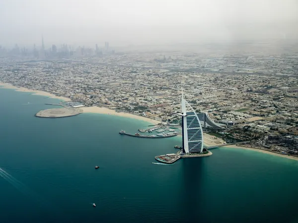 Dubai, coastline and Burj Al Arab from the air