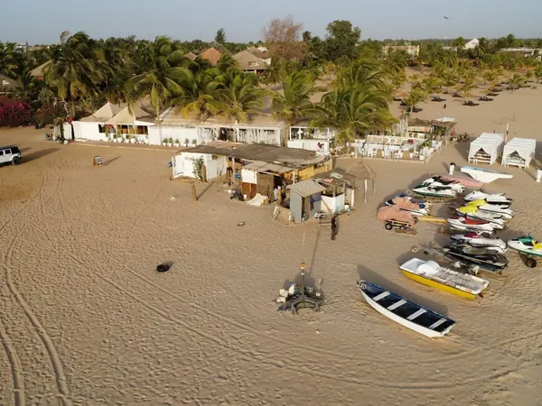 Saly beach with pirogues
