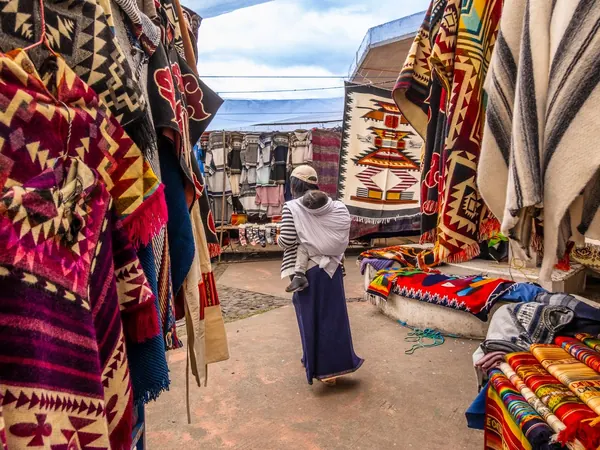 Otavalo, textile stalls at the indigenous market