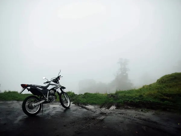 Misty mountain road in the Ecuadorian Andes, on the descent towards the coast