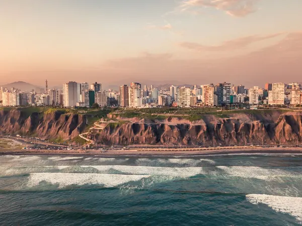 Lima, the Miraflores cliffs on the Pacific at sunset