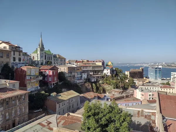Valparaíso, painted houses on the hills above the bay