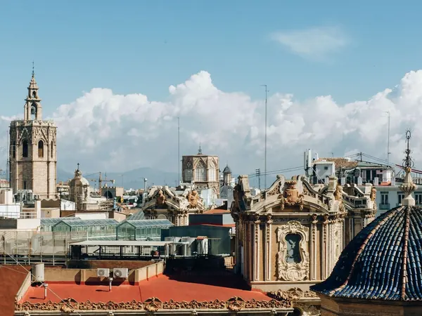 Valencia old town skyline with the Miguelete tower