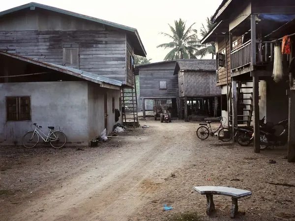 Wooden stilt houses in a village of northern Laos