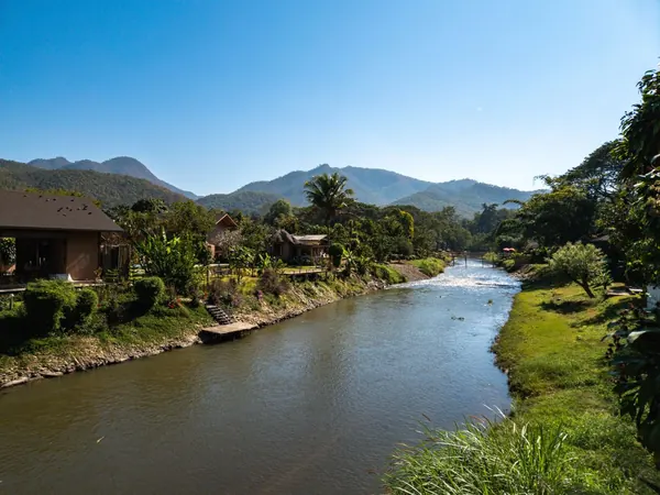 Pai, riverside village and mountains