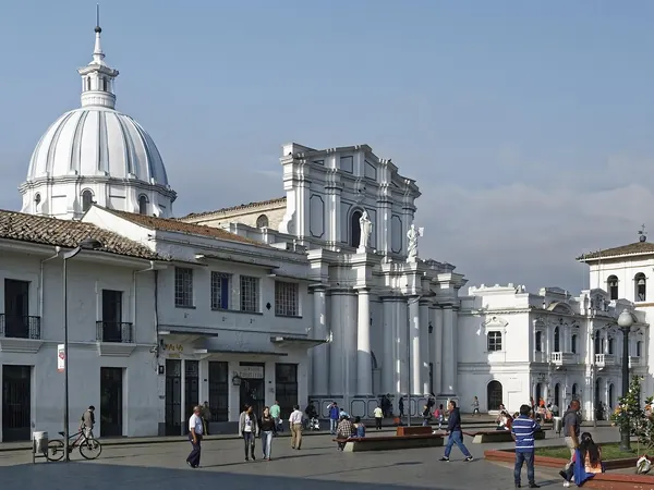 Popayán, the white colonial city: cathedral and Parque Caldas