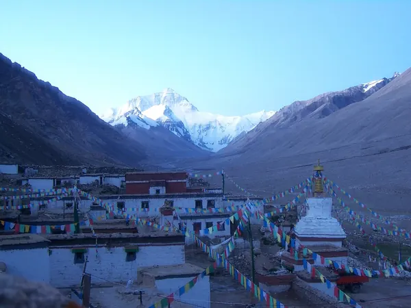 Rongbuk Monastery with Everest behind