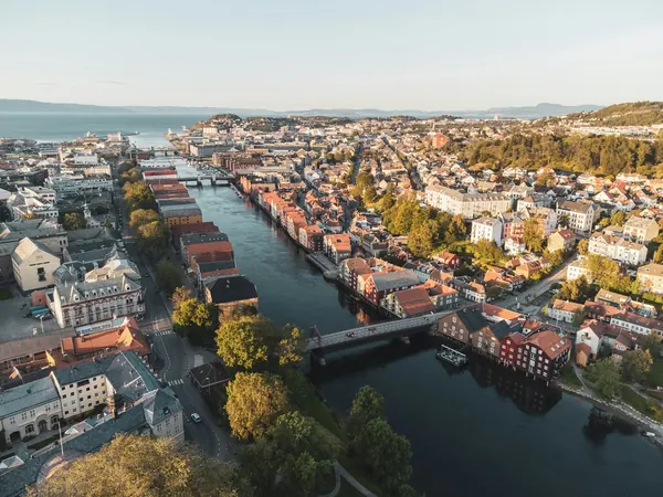 Trondheim and the Nidelva river from above