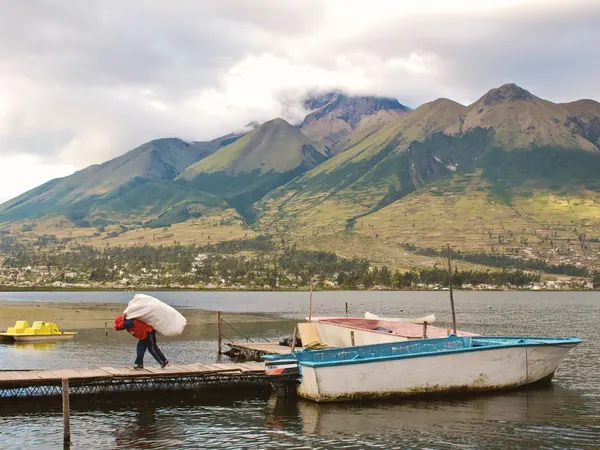 Lake San Pablo and Imbabura volcano, near Otavalo