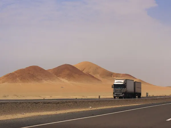 Panamericana through the coastal desert near Huarmey