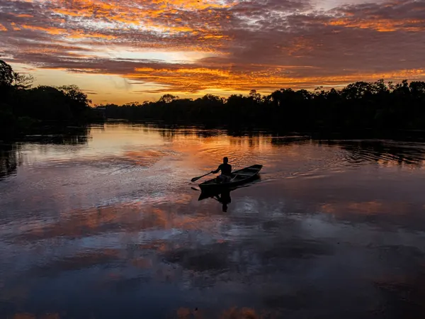 Sunset on an Amazon river, Amazonas