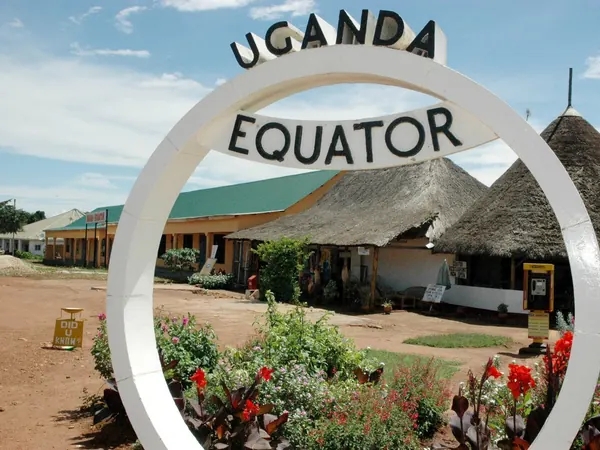 Uganda Equator marker on the MasakaโKampala highway